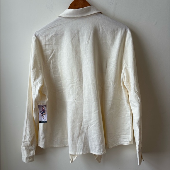 NWT Linen Blend Tie Up Top - Picture 3 of 11